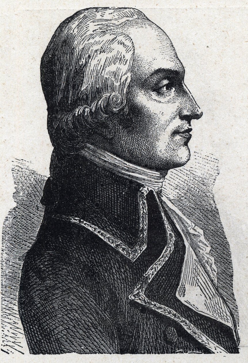 صورة أرماند لويس دي جونتو بيرون العسكرية الفرنسية (1747-1793) نقش عام 1889. مجموعة خاصة. بواسطة المدرسة الفرنسية