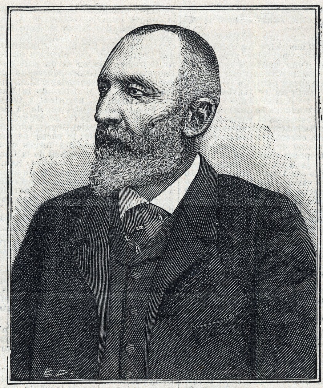 صورة لأوغست شيرير كيستنر (شورير كيستنر) (1833-1899) ، الكيميائي والصناعي والسياسي الألزاسي. نقش من عام 1897. مجموعة خاصة. بواسطة المدرسة الفرنسية