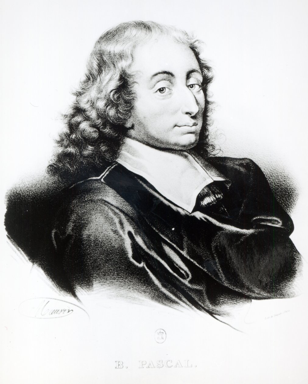 صورة بليز باسكال (1623-62) منقوشة بواسطة فرانسوا سيرافين ديلبك (1778-1825) بواسطة المدرسة الفرنسية