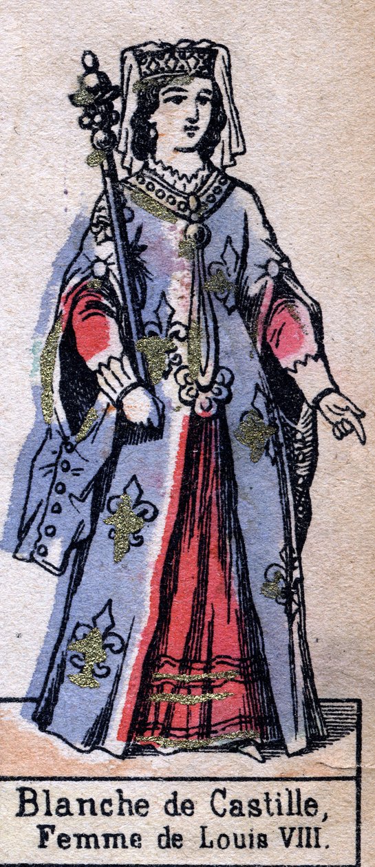 صورة بلانش دي كاستيل (1188-1252) ، زوجة لويس الثامن ملك فرنسا. (سلالة الكابيتية). التوضيح أواخر القرن التاسع عشر. بواسطة المدرسة الفرنسية