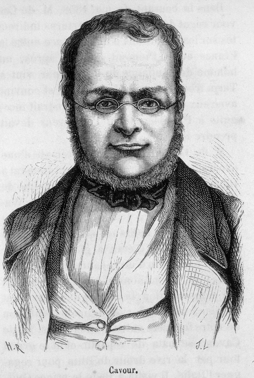 صورة لكاميلو بينسو ، كونت كافور (1810 - 1861) رجل دولة إيطالي - في "تاريخ فرنسا" بواسطة هنري مارتن بواسطة المدرسة الفرنسية