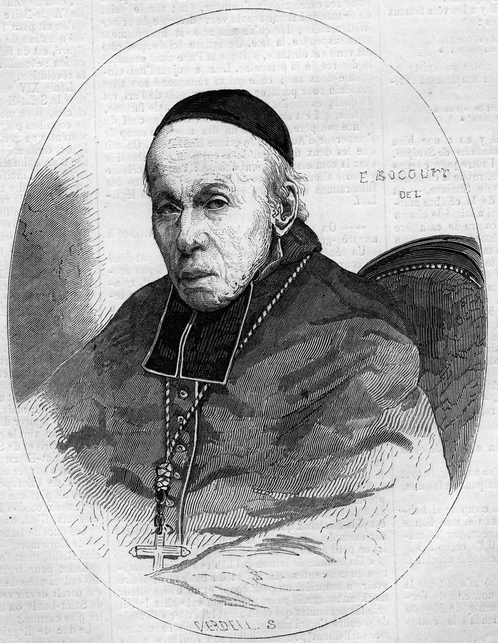 صورة الكاردينال ألكسيس بيليت (1783-1873) ، Archeveque of Chambery ، سافوي (73). نقش في "" Le Monde Illustré "" رقم 239 بتاريخ 9 نوفمبر بواسطة المدرسة الفرنسية