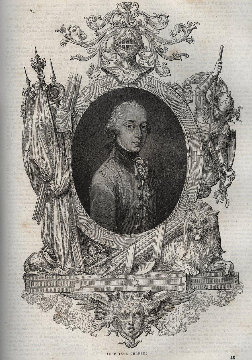 صورة لتشارلز لويس من النمسا-تيشين (تشارلز لويس النمساوي تيشين) (1771-1847) (الأرشيدوق كارل فون أوستريتش) أرشيدوق النمسا ، دوق تيشين - الأرشيدوق تشارلز ، دوق تيشين - من "" الموسوعة الوطنية الجديدة "" بواسطة موريس لا شارست بواسطة المدرسة الفرنسية