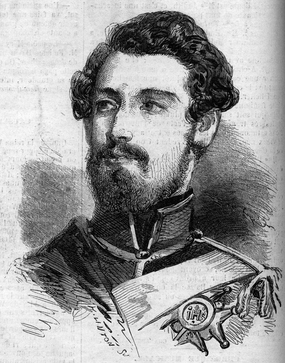 صورة لتشارلز (كارل) الخامس عشر (1826-1872) ، ملك السويد والنرويج. نقش في "" Le Monde Illustrous "" رقم 119 بتاريخ 23 يوليو 1859. بواسطة المدرسة الفرنسية