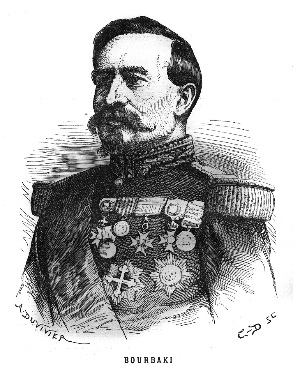 صورة تشارلز دينيس بورباكي (1816-1897) ، ضابط فرنسي. نقش في "Les Illustrations De L'armee Francaise de 1789 a 1880" بواسطة المدرسة الفرنسية