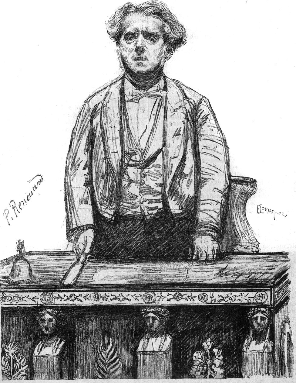 صورة تشارلز فلوكيه (1828-1896) ، محامٍ وسياسي فرنسي. نقش في "La gazette du dimanche" في 16 يناير بواسطة المدرسة الفرنسية