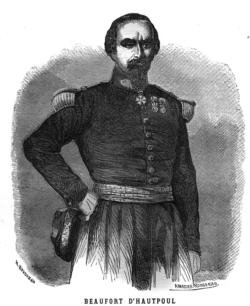 صورة لجنرال فرنسي تشارلز ماري نابليون دي بوفورت دي هوتبول (1804-1890). نقش في "Les Illustrations De L'armee Francaise de 1789 a 1880" بواسطة المدرسة الفرنسية