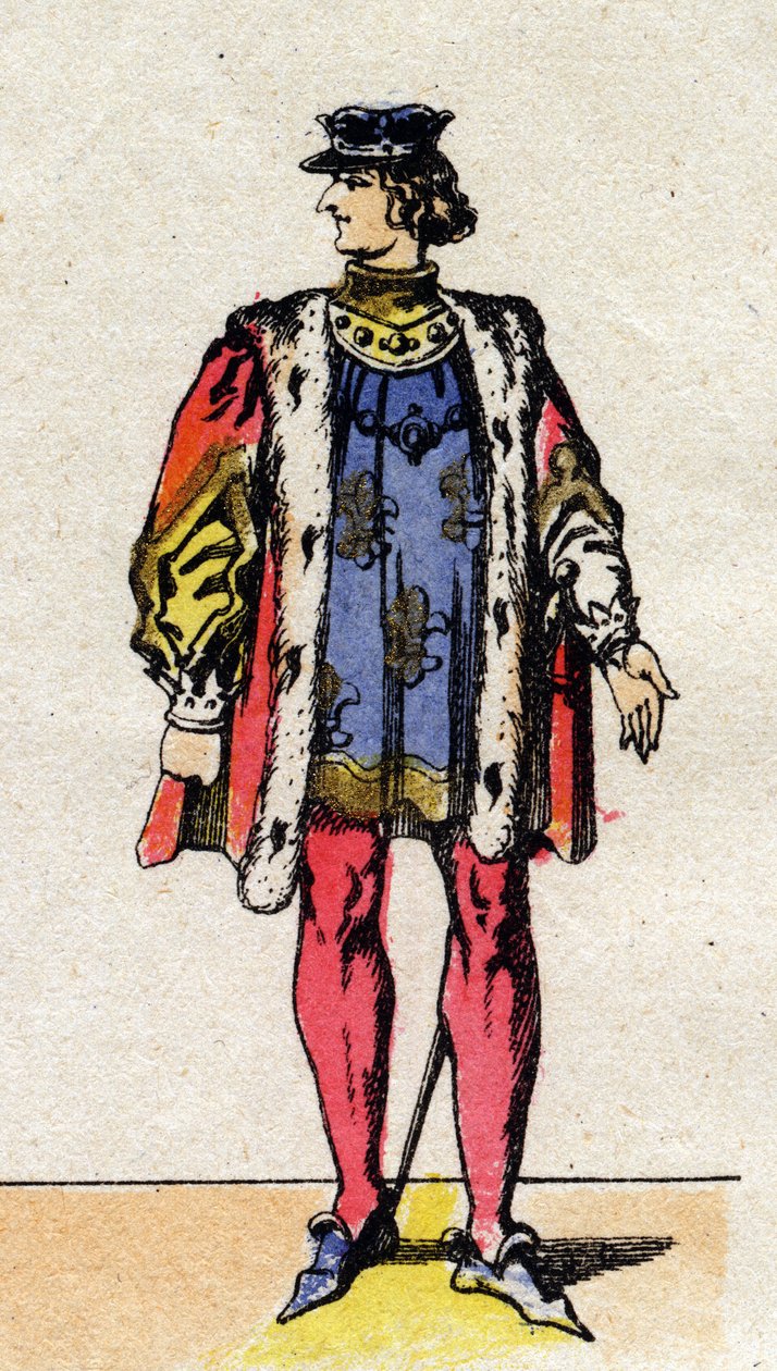 صورة شخصية لتشارلز السادس ملك فرنسا ، المعروفة باسم تشارلز ذا جود أيم (1368-1422) (سلالة الكابيتيون). بواسطة المدرسة الفرنسية