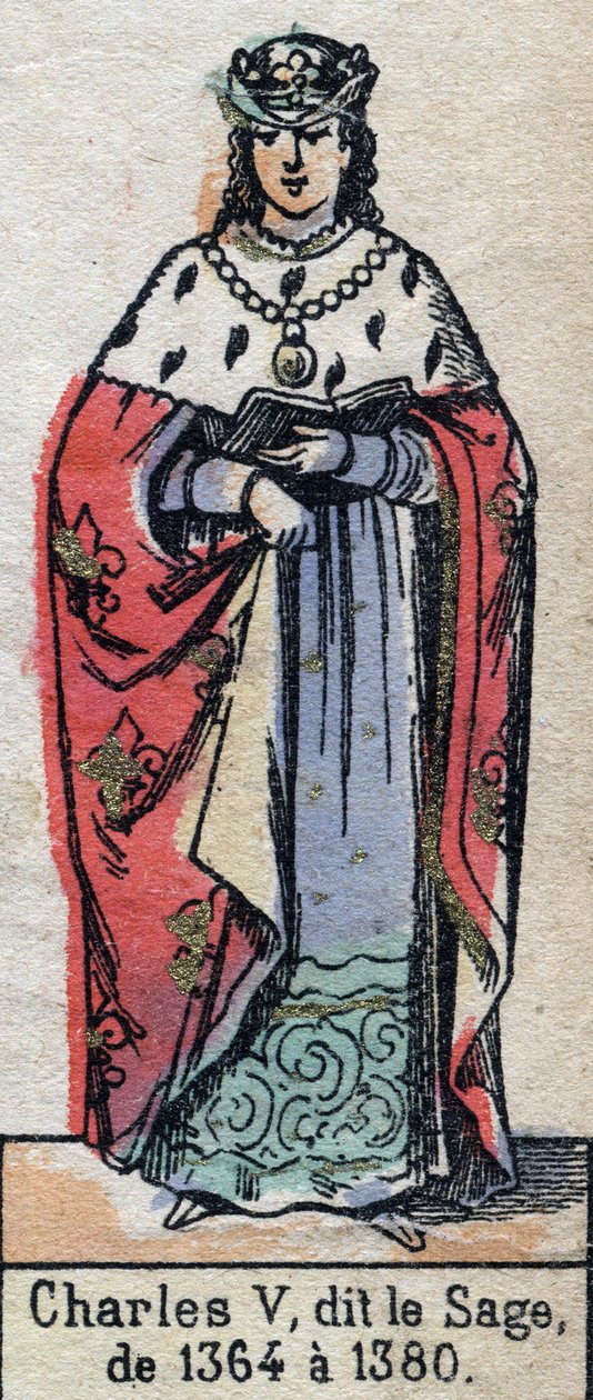 صورة شخصية لتشارلز الخامس ملك فرنسا ، المعروفة باسم تشارلز الحكيم (1338-1380) (سلالة الكابيتيون). التوضيح أواخر القرن التاسع عشر. بواسطة المدرسة الفرنسية