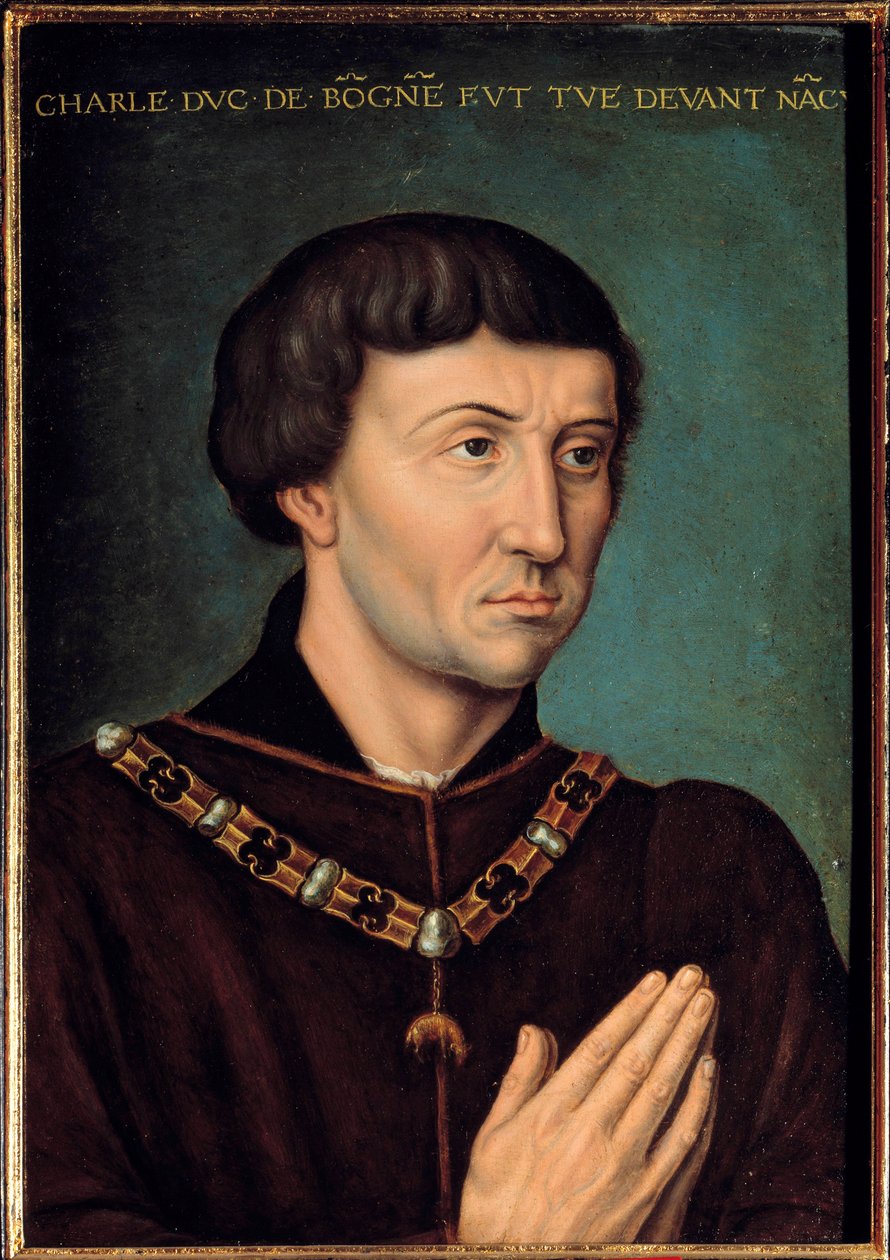 Portrait of Charles the Temeraire (1433-1477) Duke of Burgundy in 1467 Painting of the French school. 1475 Sun. 0,42x0,3 m. بواسطة المدرسة الفرنسية