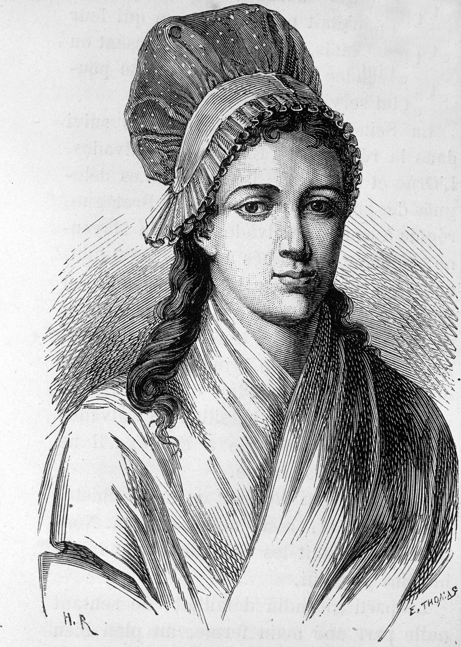 صورة لشارلوت كورداي (1768 - 1793) - في "" L'Histoire de France "" لهنري مارتن بواسطة المدرسة الفرنسية