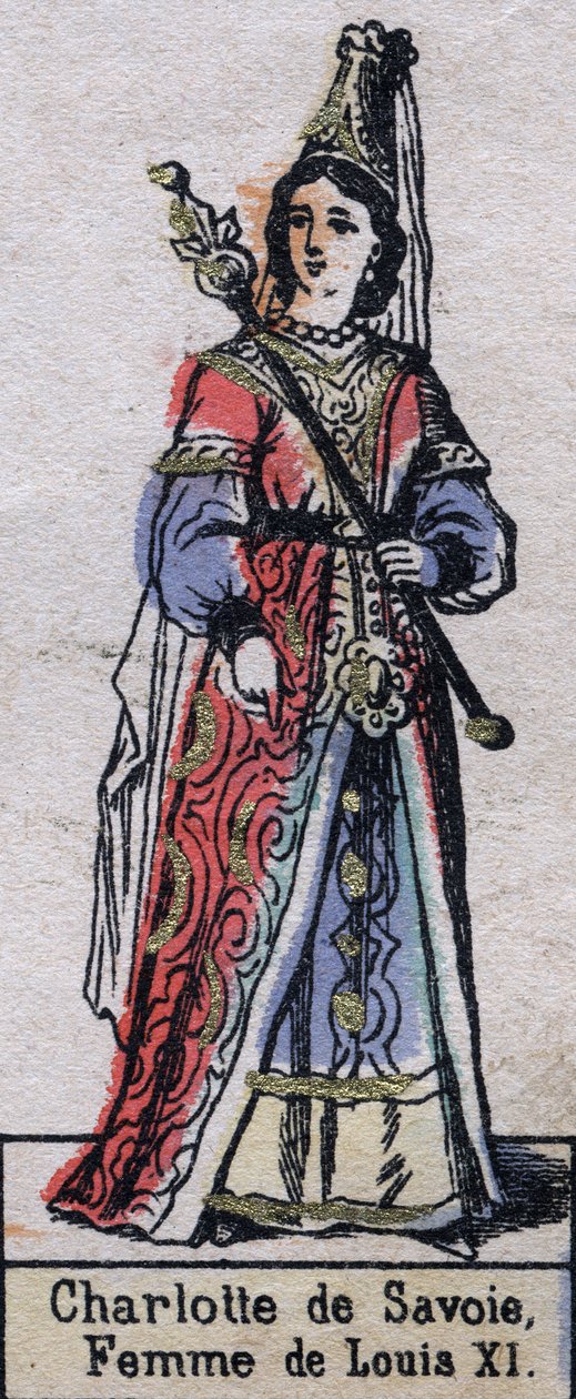صورة لشارلوت دي سافوي (1440-1483) ، زوجة لويس الحادي عشر ملك فرنسا. (سلالة الكابيتية). التوضيح أواخر القرن التاسع عشر. بواسطة المدرسة الفرنسية