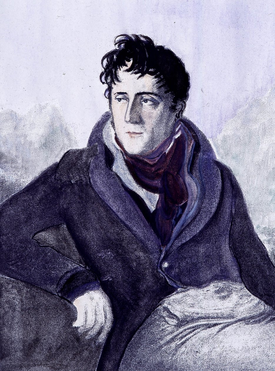 Portrait of Chateaubriand. 19th century engraving. بواسطة المدرسة الفرنسية
