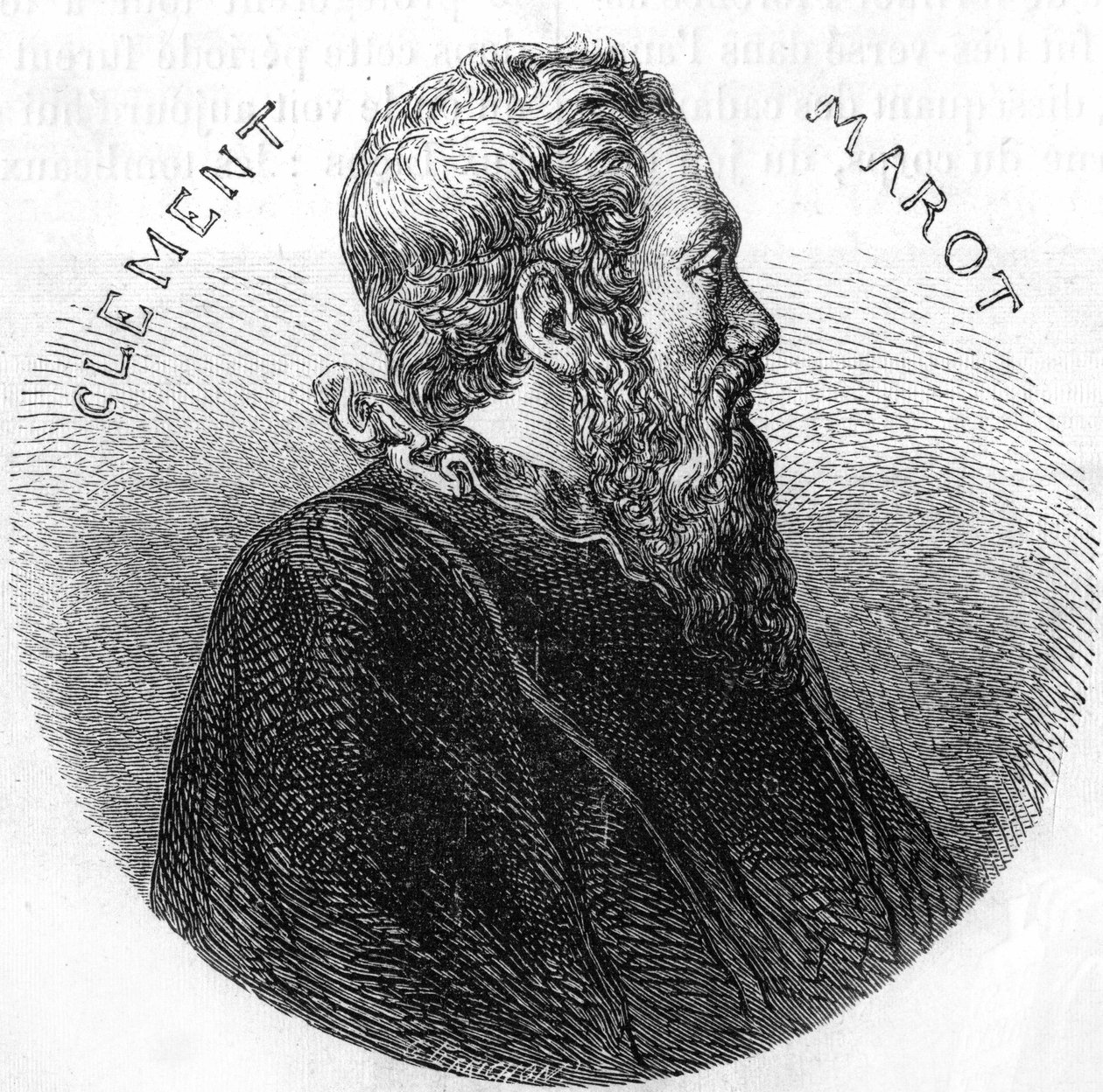 صورة لكليمان دي ماريه ديت مارو (1496-1544) ، شاعر. في "" التاريخ الشعبي لفرنسا "" ، sd. حوالي عام 1885. نقش. بواسطة المدرسة الفرنسية