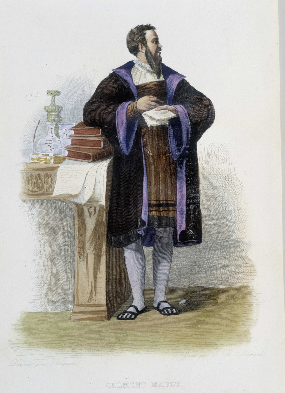 Portrait of Clement des Marets dit Marot, poet francais (1496-1544) - in “” Le Plutarque francais””, Ed. Mennechet بواسطة المدرسة الفرنسية