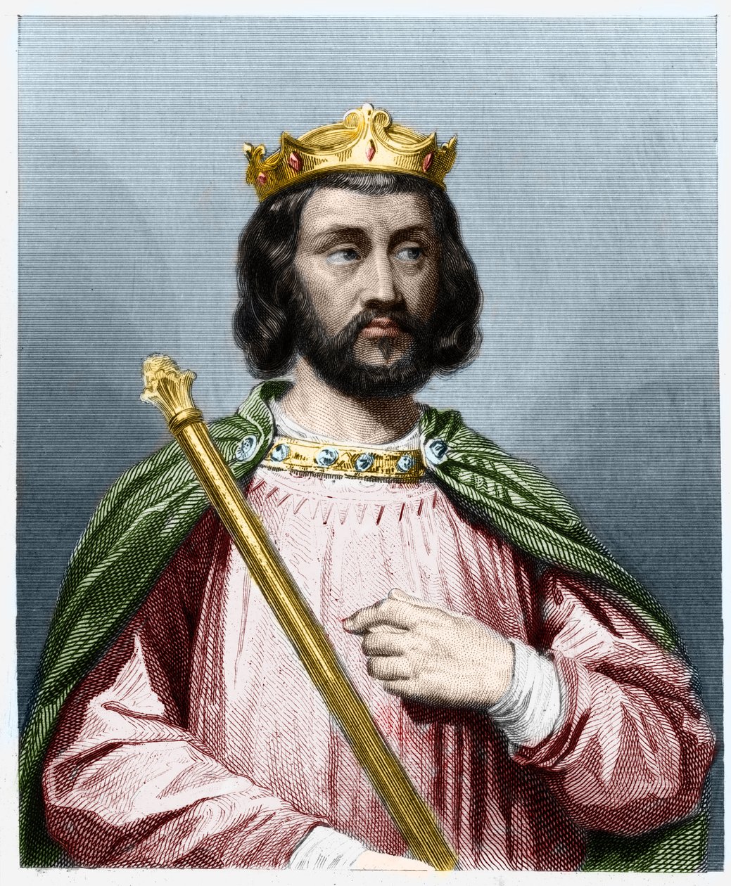 صورة لكلوتاير (كلوثير) الثالث (652 - 673) ، ملك نيوستريا وبورجوندي - في "" Histoire des Francais "" للافالي ، نقش ، بدون تاريخ. بواسطة المدرسة الفرنسية