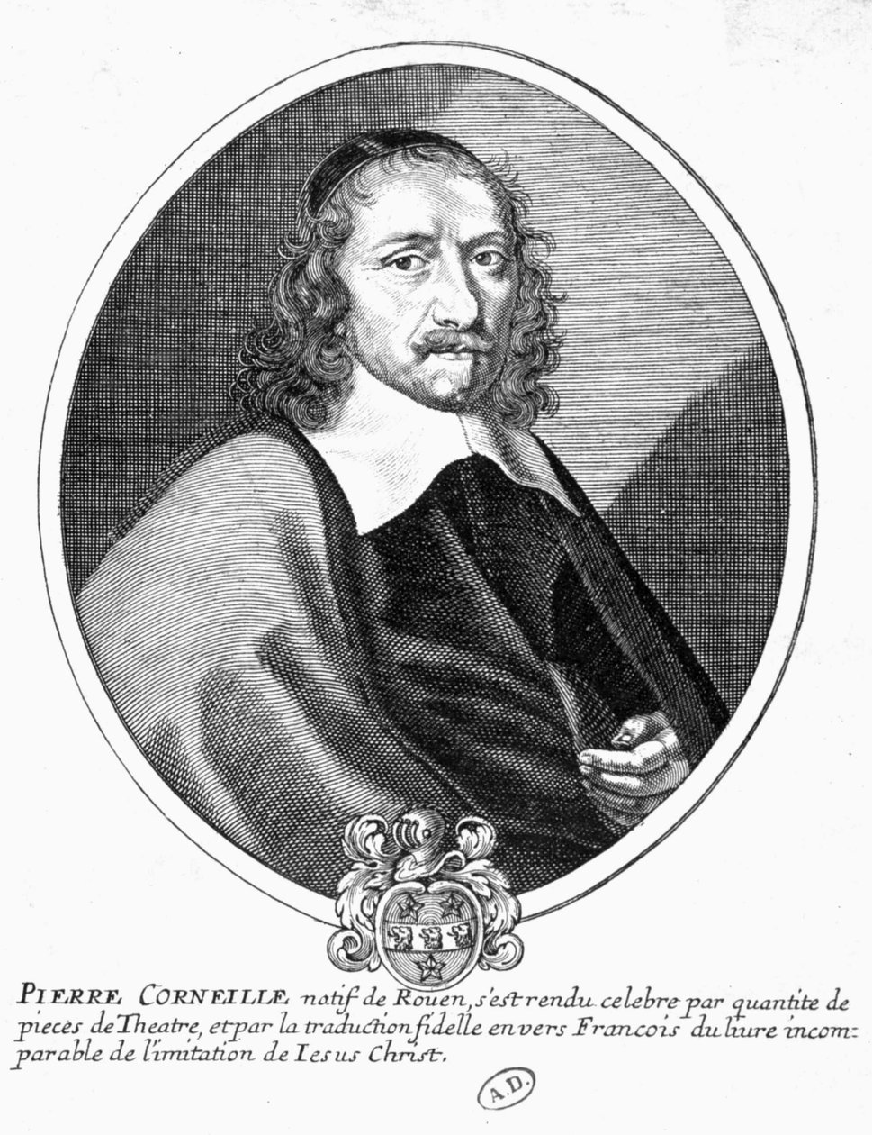 Portrait of Corneille. 19th century engraving. بواسطة المدرسة الفرنسية