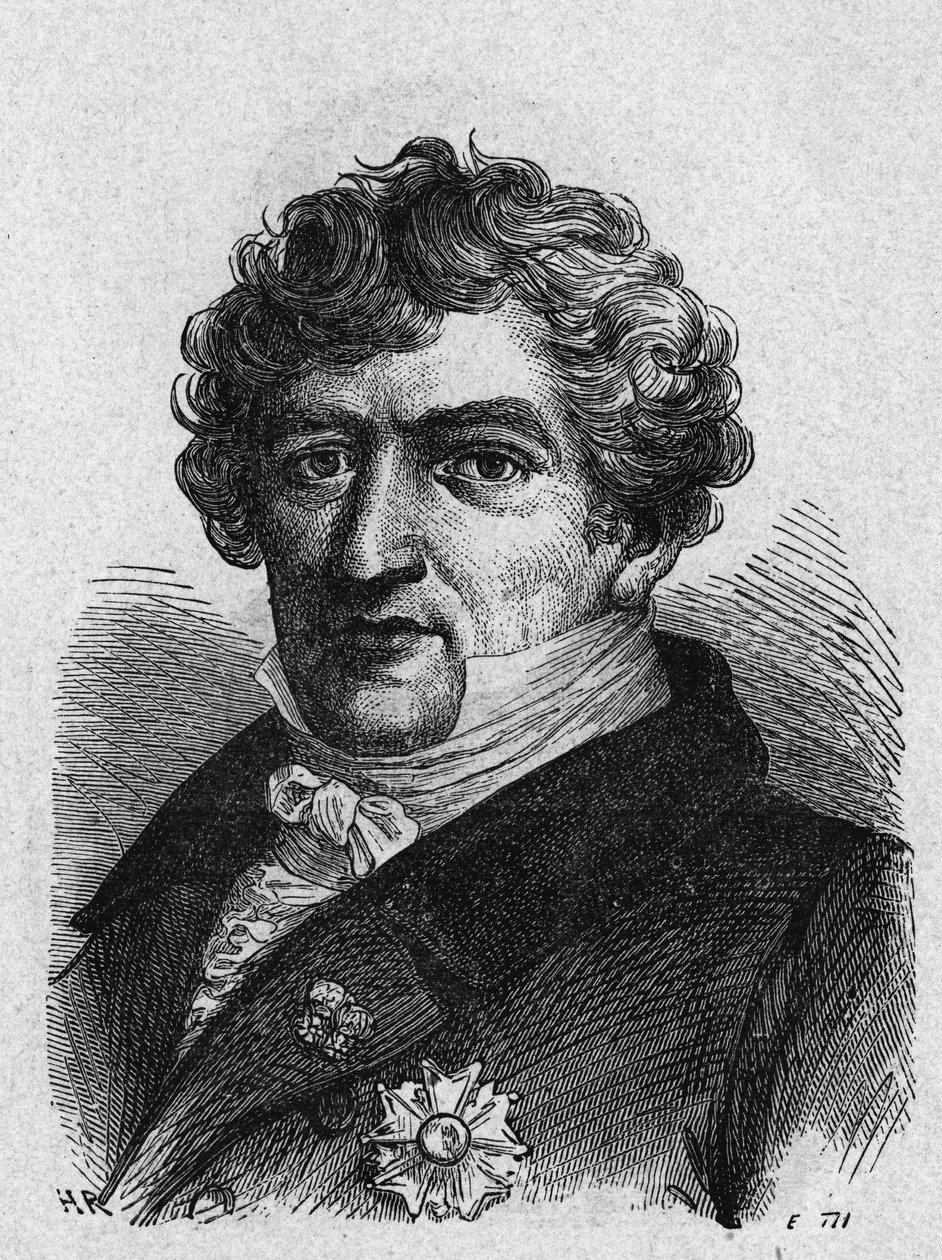صورة شخصية لكوفييه (1769-1832) ، عالم الحيوان وعالم الحفريات الفرنسي - في "ألبوم de la Science؛ علماء لامعون الاكتشافات العظيمة "" "1896. بواسطة المدرسة الفرنسية