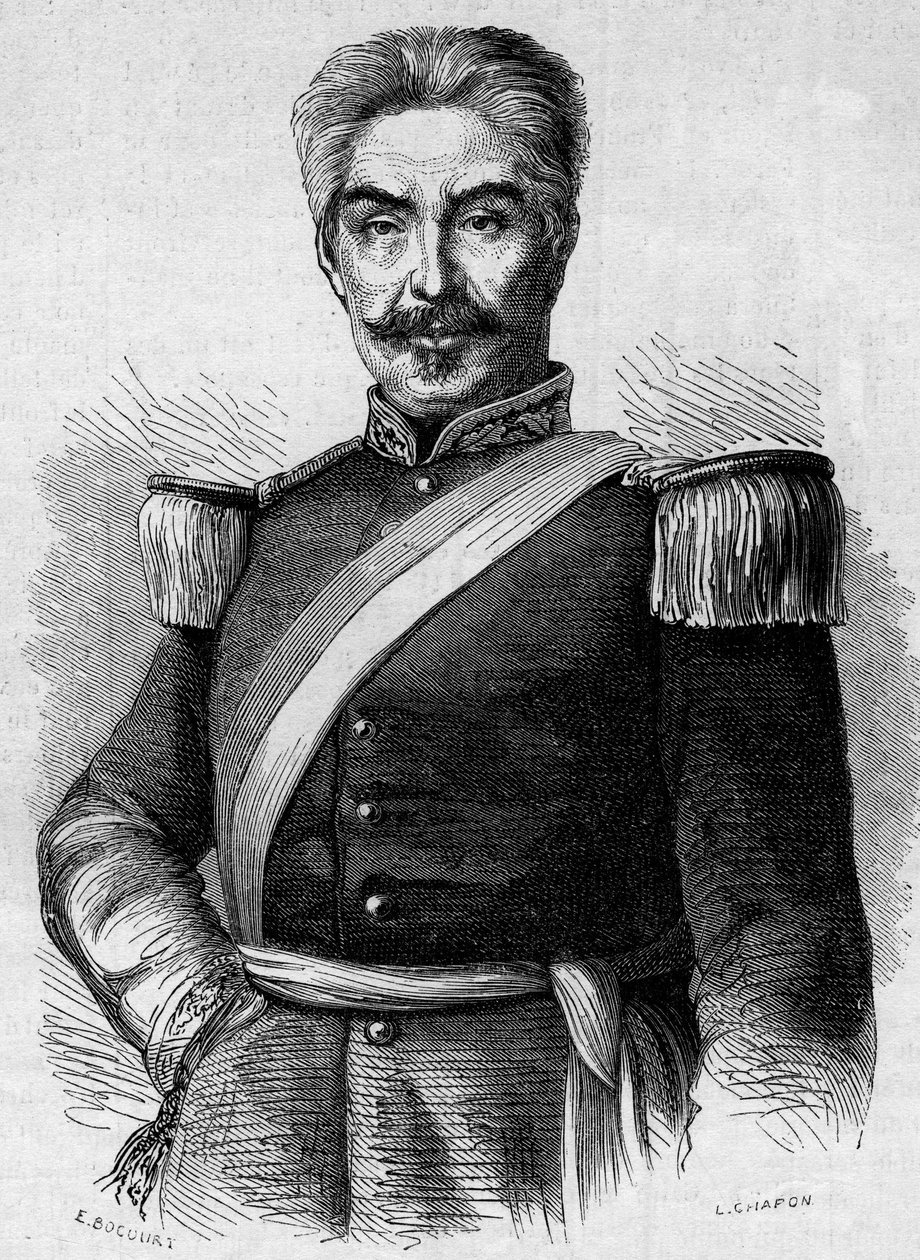 صورة شخصية دون ميغيل سان رومان (1803-1863) ، رئيس بيرو. نقش في "" Le Monde Illustré "" رقم 320 بتاريخ 30 مايو 1863. بواسطة المدرسة الفرنسية