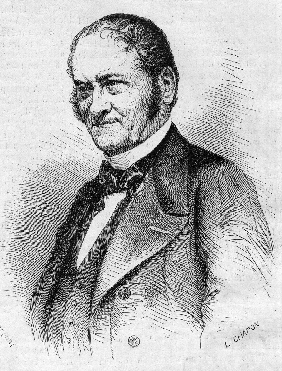 صورة للدكتور جول كاباروس (1801-1870) ، طبيب فرنسي. نقش في "" Le Monde Illustré "" رقم 685 بتاريخ 28 مايو 1870. بواسطة المدرسة الفرنسية