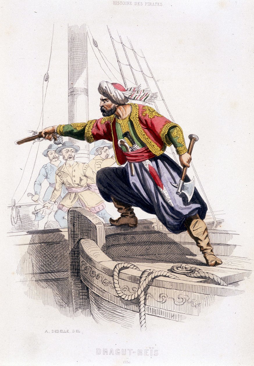 Portrait of Dragut - Reïs, Turkish pirate of the 16th century - in “” Histoire des pirages et corsaires de l