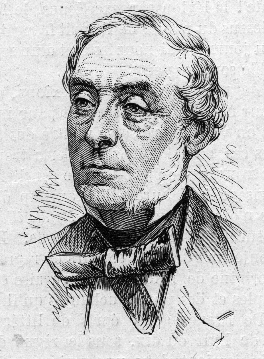 صورة شخصية لإرنست ليجوف (1807-1903) ، شاعر فرنسي وروائي وكاتب مسرحي وكاتب مقالات وأكاديمي. نقش في "" Le Monde Illustré "" رقم 883 بتاريخ 14 مارس 1874. بواسطة المدرسة الفرنسية