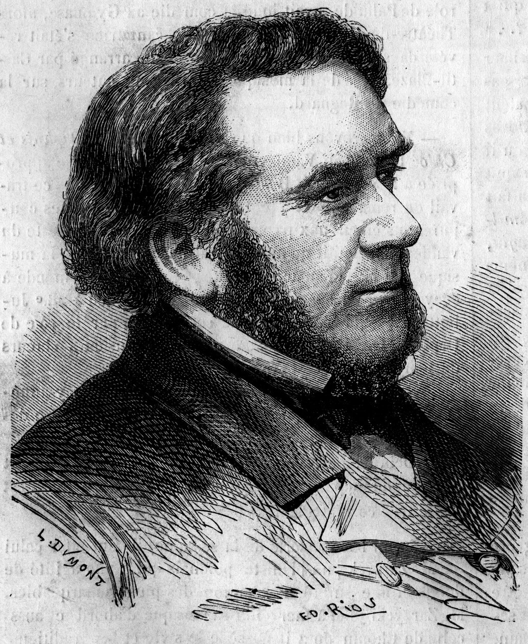 صورة يوجين بيثمونت (1804-1860) ، المحامي والسياسي الفرنسي ، وزير العدل الأسبق. نقش في "" Le Monde Illustré "" رقم 156 بتاريخ 7 أبريل 1860. بواسطة المدرسة الفرنسية