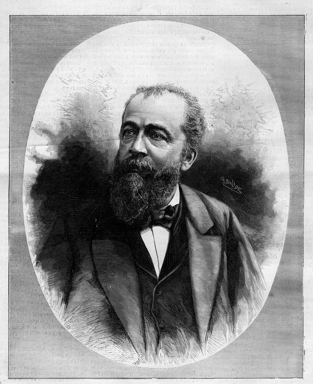 صورة يوجين هنري بريسون (1835-1912) ، محامٍ وصحفي وسياسي فرنسي. نقش في "" Le Monde Illustré "" رقم 1285 بتاريخ 12 نوفمبر 1881. بواسطة المدرسة الفرنسية
