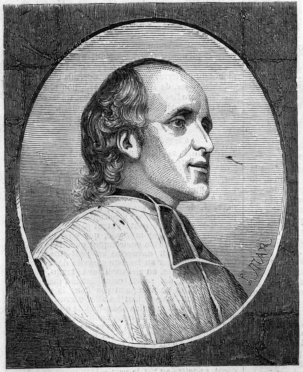 صورة للأب ديلاكروا دي رافينيان (1795-1858) ، اليسوعي الفرنسي. نقش في "" Le Monde Illustré "" رقم 47 بتاريخ 6 مارس 1858. بواسطة المدرسة الفرنسية