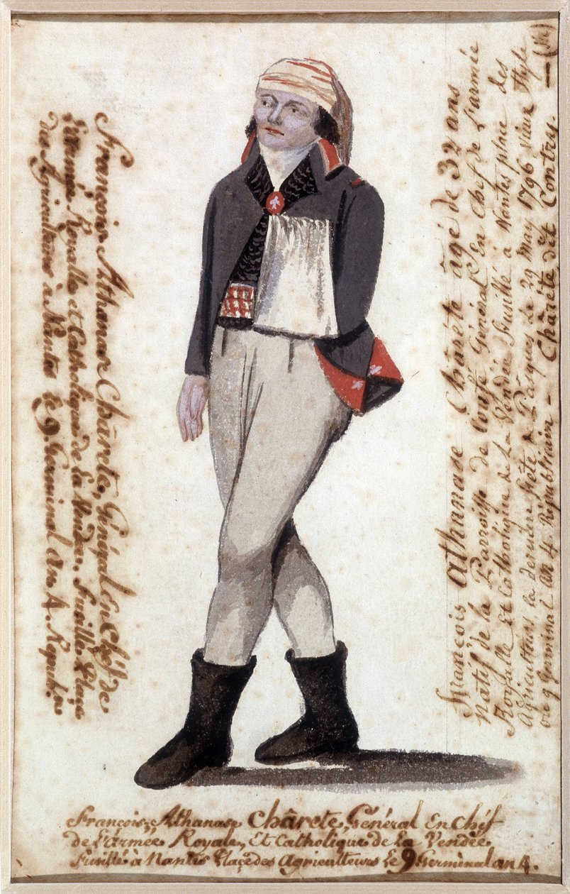 صورة فرانسوا أثاناسي (فرانسوا أثاناس) من Charette de la Contrie (1763-1796) ، ذراع في وشاح ، الزعيم الملكي لفندي - متحف Dobree ، نانت بواسطة المدرسة الفرنسية