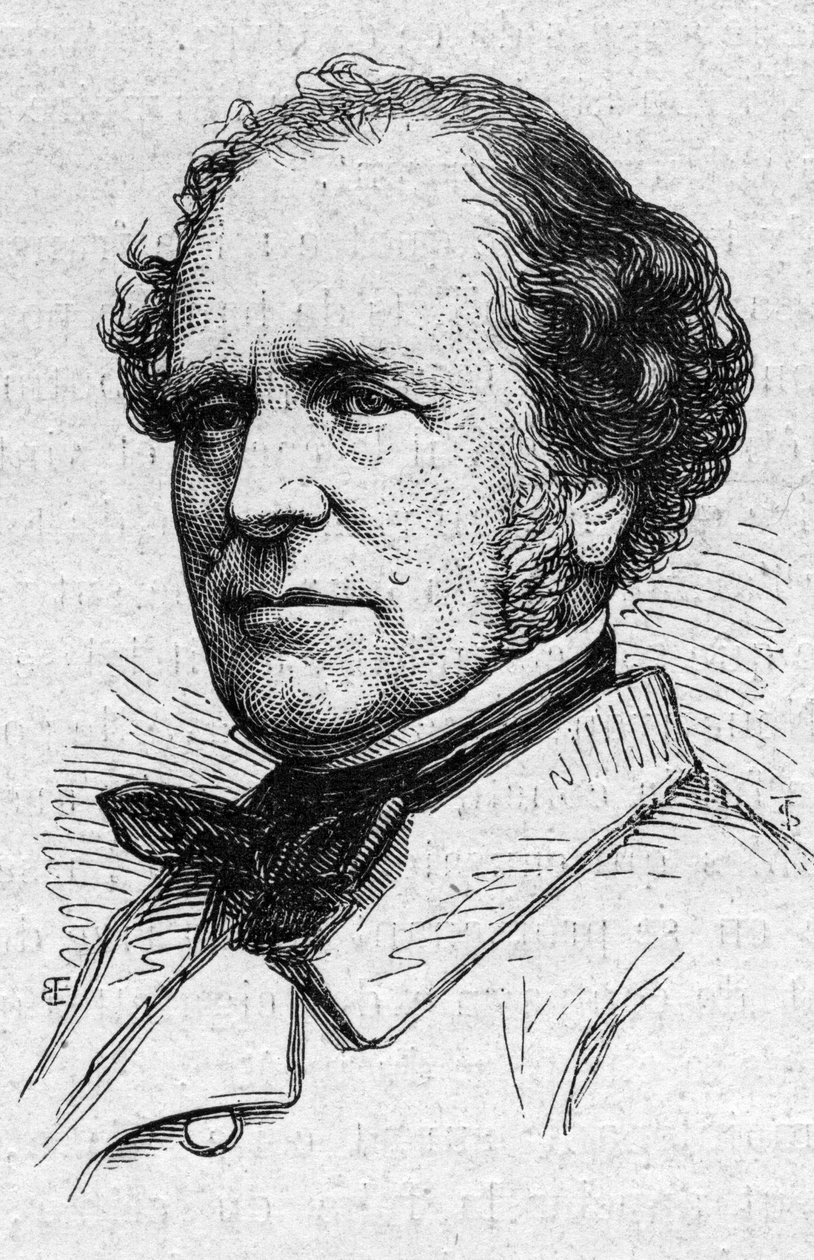 صورة فرانسوا أوغست مينيت (1796-1884) ، مؤرخ وأكاديمي فرنسي. نقش في "" Le Monde Illustré "" رقم 883 بتاريخ 14 مارس 1874. بواسطة المدرسة الفرنسية