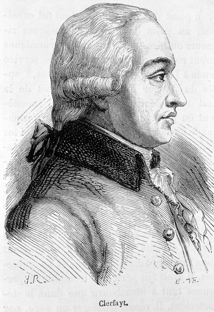 صورة لفرانسوا دي كروا كونت دي كليرفيت (أو كليرفيت) ، المشير النمساوي (1733-1798) - في "L'Histoire de France" "هنري مارتن بواسطة المدرسة الفرنسية