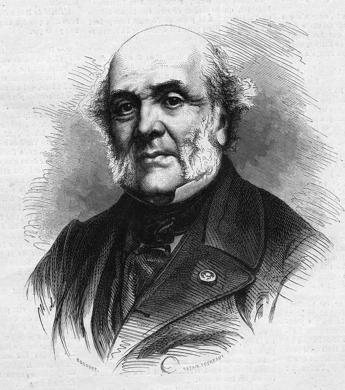 صورة لفريدريك أوغست ديميتز (1796-1873) ، المحامي الفرنسي ، مؤسس مستعمرة زراعية وسجن ميتراي بهدف إعادة تأهيل الأحداث الجانحين. نقش في "" Le Monde Illustré "" رقم 866 بتاريخ 15 نوفمبر بواسطة المدرسة الفرنسية