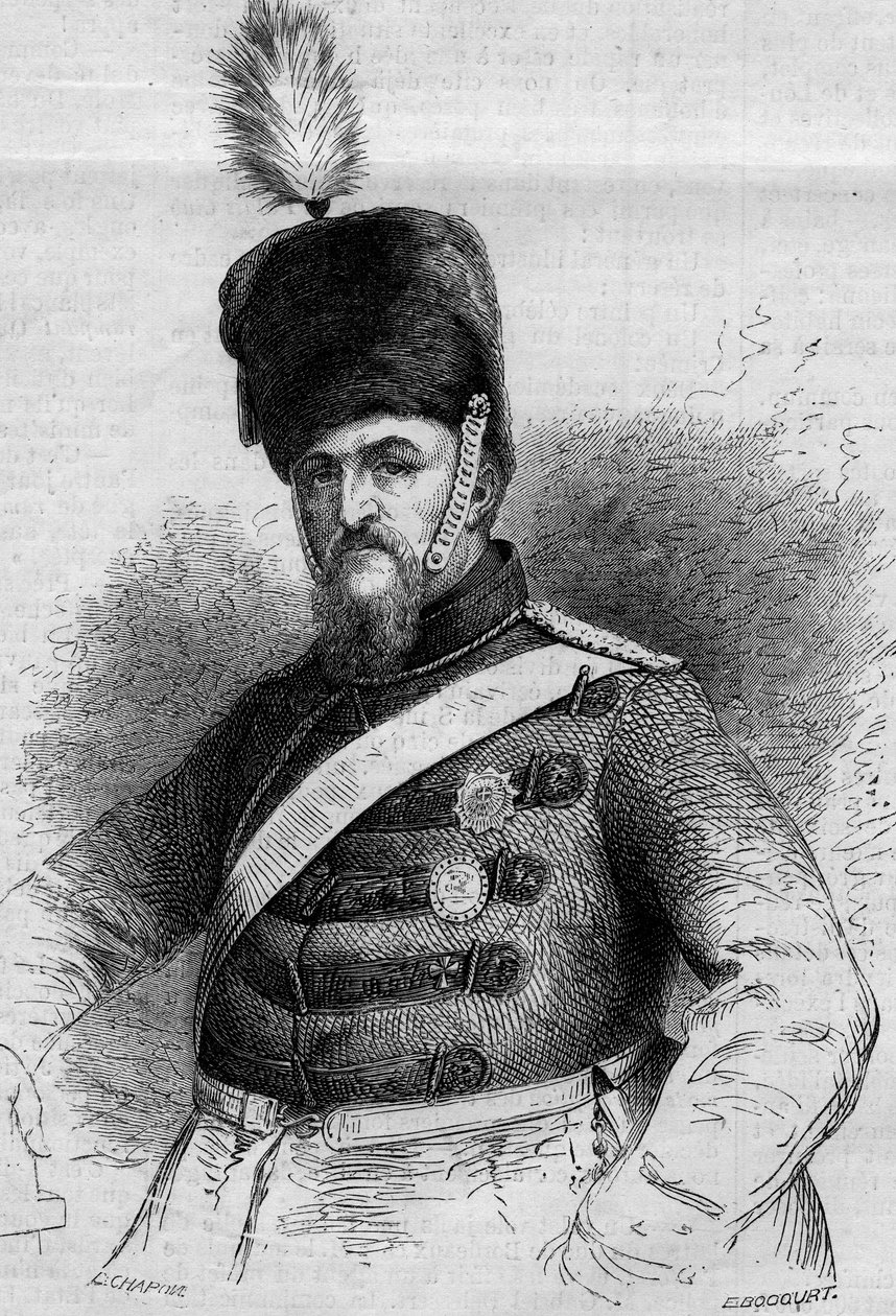 صورة لفريدريك السابع (1808-1863) ، ملك الدنمارك. نقش في "" Le Monde Illustré "" رقم 346 بتاريخ 28 نوفمبر 1863. بواسطة المدرسة الفرنسية