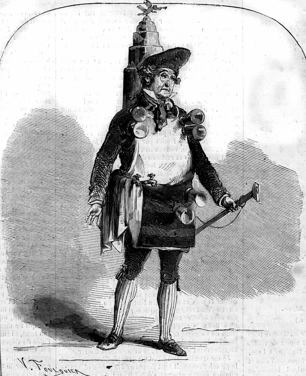 صورة شخصية لفريدريك لوميتر (1800-1876) ، الممثل الكوميدي الفرنسي في "لو مارشاند دي كوكو" لأدولف دي إنري (دينيري) (1811-1899) وفرديناند دوج. باريس ، مسرح أمبيغو بواسطة المدرسة الفرنسية