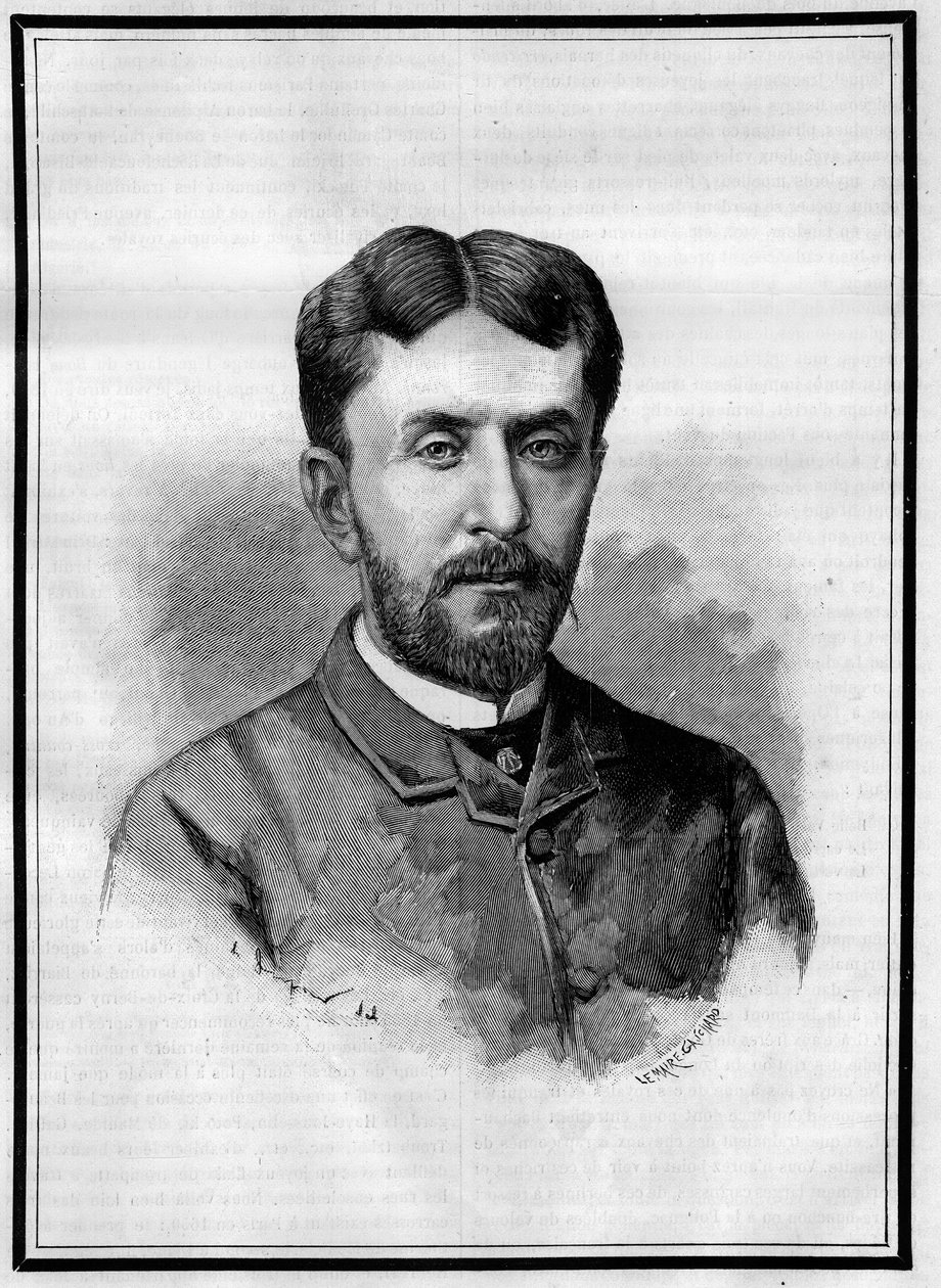 صورة لغابرييل تشارمز (1850-1886) ، صحفي فرنسي. نقش في "" Le Monde Illustré "، ٨ مايو ١٨٨٦. بواسطة المدرسة الفرنسية