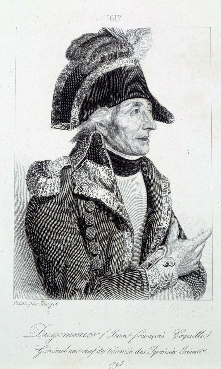 صورة للجنرال دوجومييه (1738-1794) قائد الحرس الوطني لمارتينيك عام 1790 نقش من القرن التاسع عشر متحف شارتر للفنون الجميلة بواسطة المدرسة الفرنسية