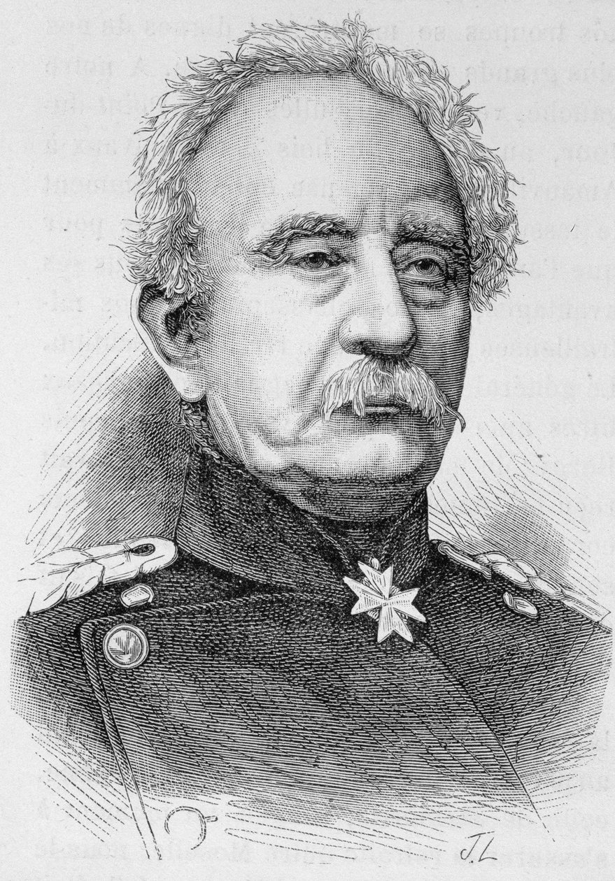صورة للجنرال كارل فريدريش فون شتاينميتز ، البروسي فيلد مارشال (1796 - 1877) - في "" L'Histoire de France "" لهنري مارتن بواسطة المدرسة الفرنسية