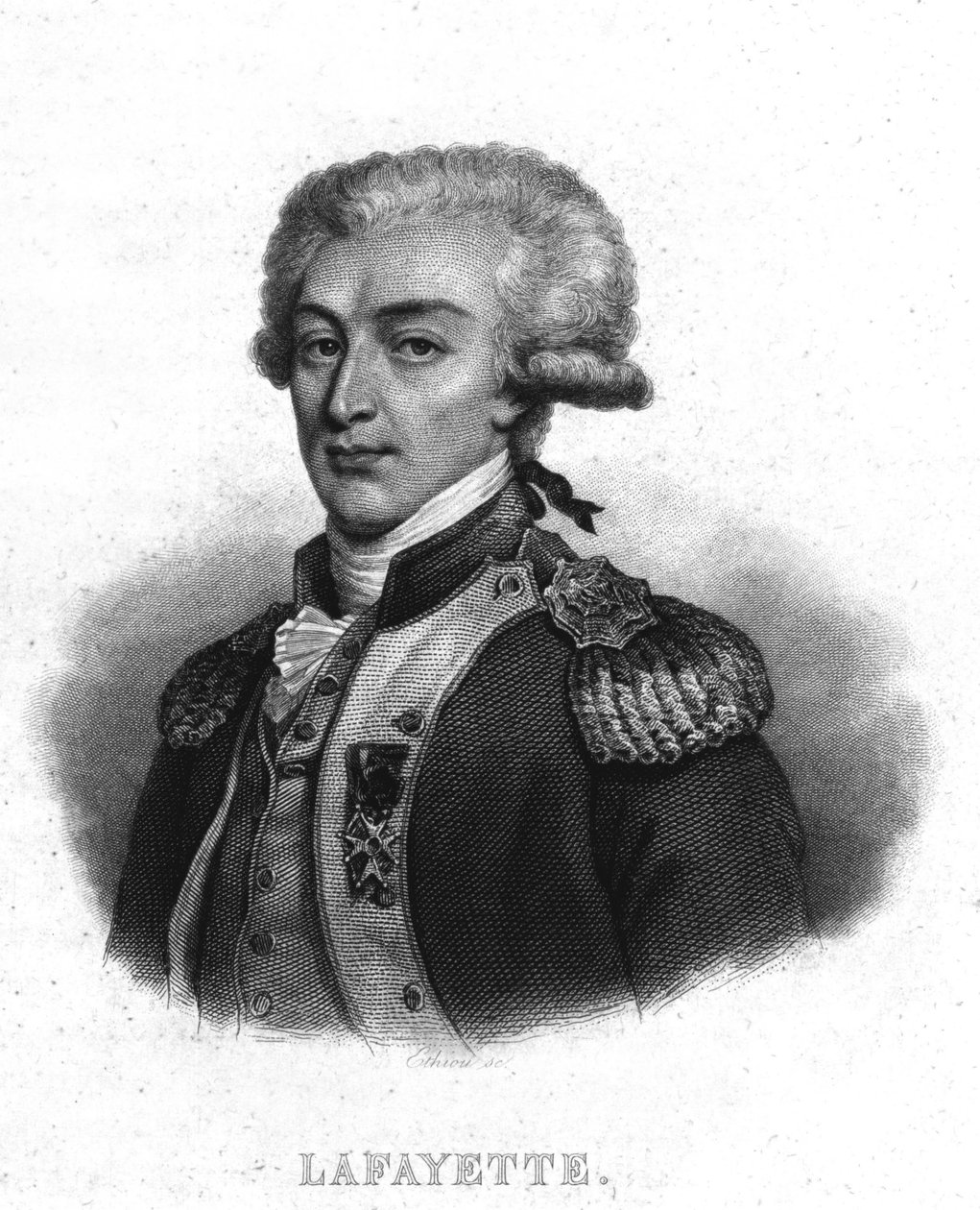 صورة للجنرال لا فاييت (لافاييت) (1757 - 1834) - في "" ثورة مشتركة "بقلم تيير. القرن ال 19 بواسطة المدرسة الفرنسية