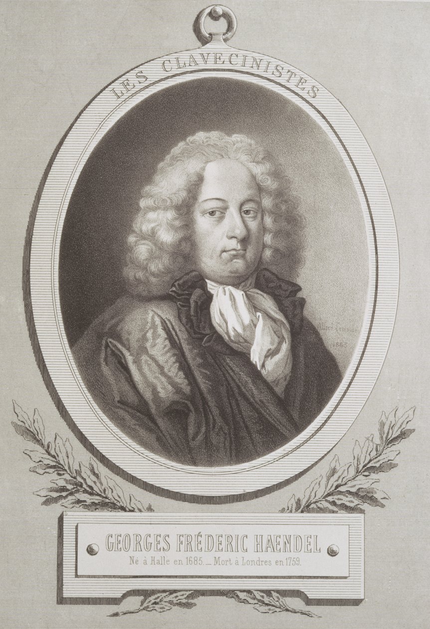 صورة لجورج فريدريك هاندل (1685-1759) في واجهة صورة لموسيقى بواسطة المدرسة الفرنسية