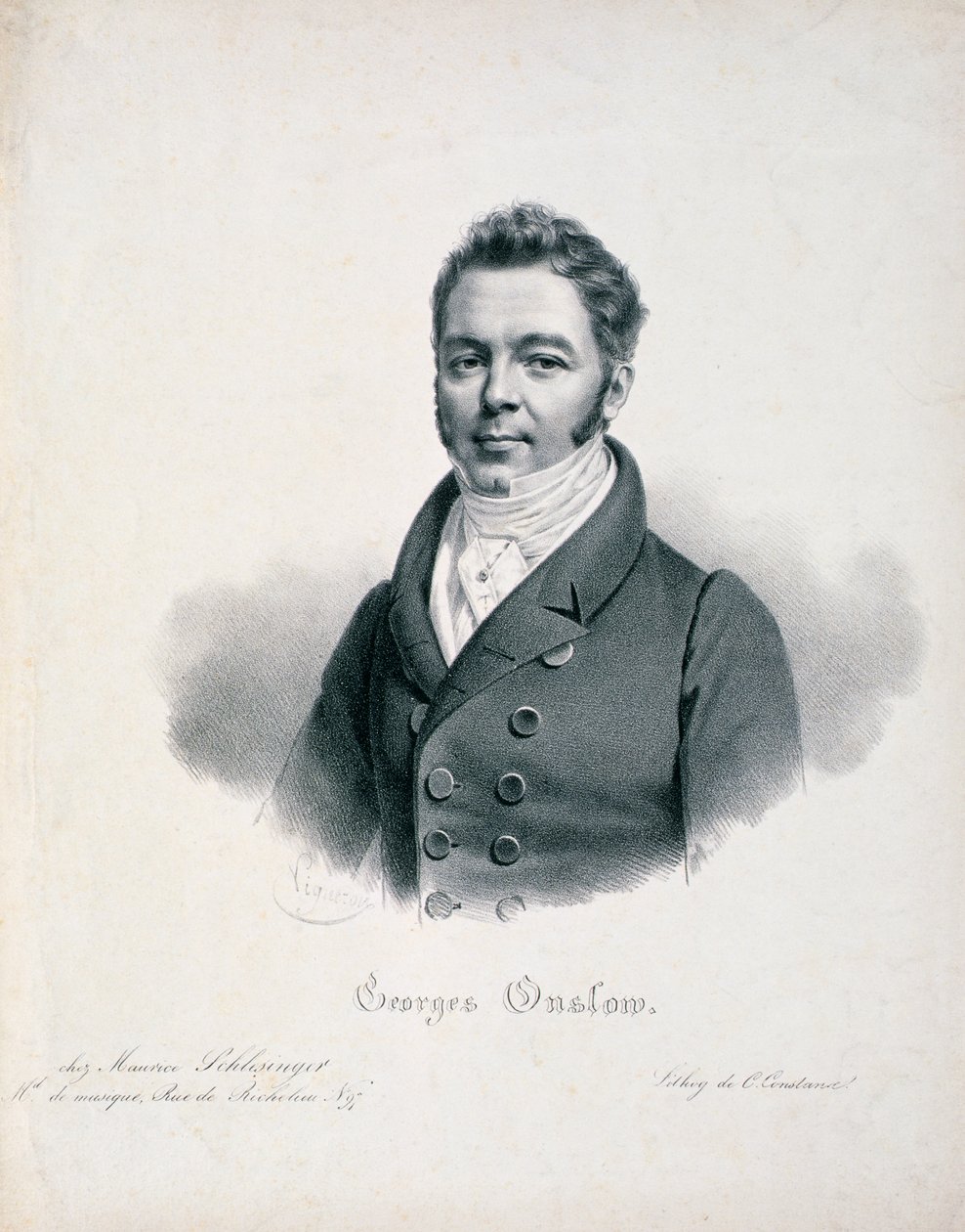 صورة لجورج أونسلو (1784-1853) منقوشة بقلم سي كونستانس بواسطة المدرسة الفرنسية
