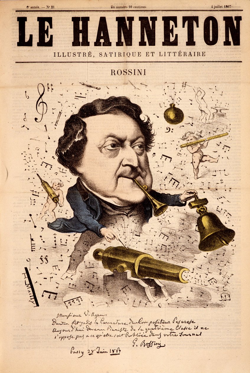 Portrait of Gioacchino Rossini (1792-1868) - in “” Le Hanneton”” of 04/07/1867 بواسطة المدرسة الفرنسية