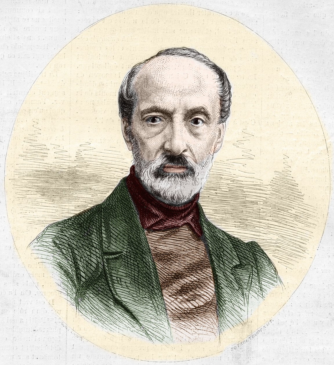 صورة جوزيبي مازيني (1805-1872) ، سياسي إيطالي وقومي. نقش في "" Le Monde Illustré "" رقم 779 بتاريخ 16 مارس 1872. بواسطة المدرسة الفرنسية