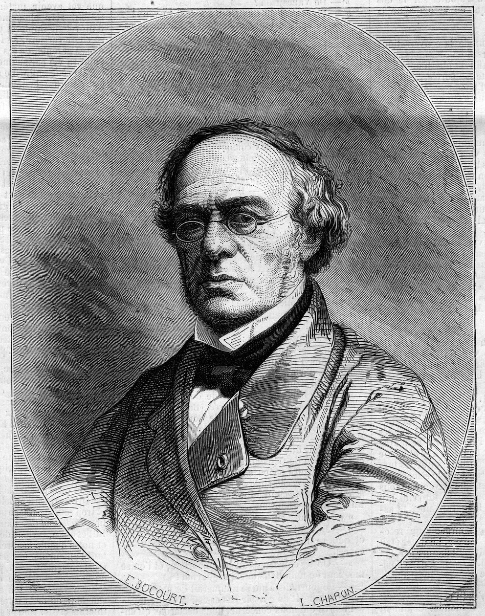 Portrait of Halevy (Jacques Fromental Levy, dit) (1799-1862), French composer. Engraving in “” Le Monde Illustré”” n°259 of March 29 بواسطة المدرسة الفرنسية