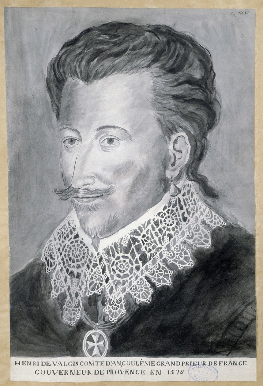 صورة هنري دي فالوا ، كونت أنغوليم ، غراند بريور في فرنسا ، حاكم بروفانس عام 1579 بواسطة المدرسة الفرنسية