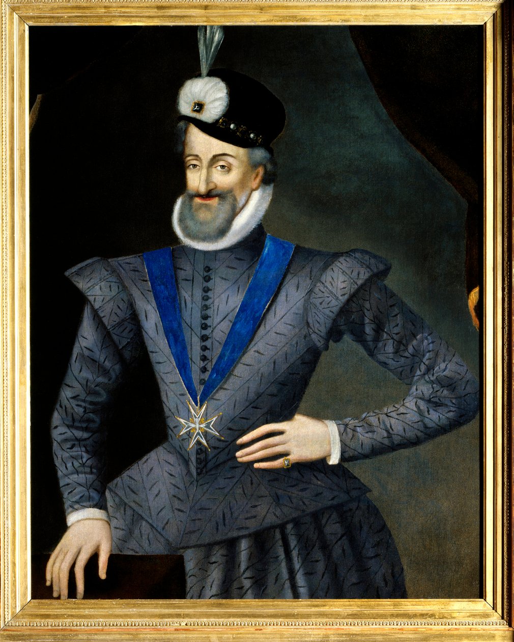 صورة لهنري الرابع (1553-1610) ملك فرنسا. لديه قلادة شارة وسام الروح القدس (وسام الروح القدس). لوحة فرنسية مجهولة من القرن السابع عشر. زيت على قماش. خافت: 0،95x1،13 م. ذكر إلزامي: سولي سور لوي بواسطة المدرسة الفرنسية