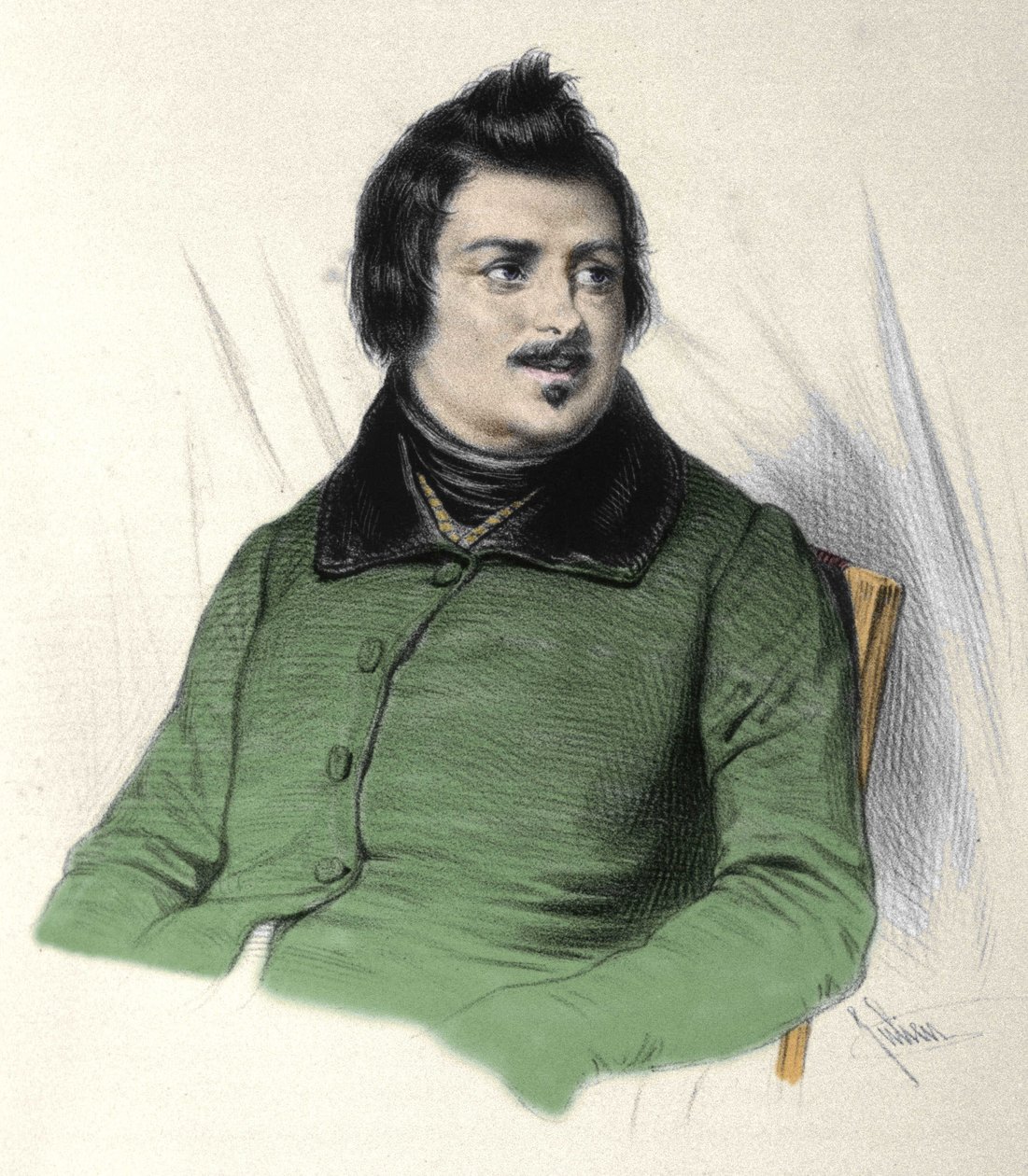 بورتريه هونور دي بلزاك (1799-1850) الكاتب الفرنسي. بواسطة المدرسة الفرنسية