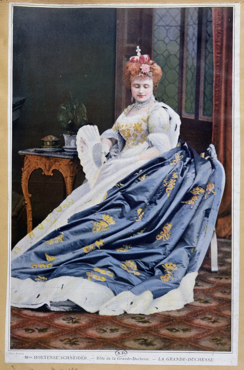 صورة لهورتنس شنايدر (1833-1920) في دور الدوقة الكبرى في لا غراندي دوقة دي جيرولشتاين بقلم جاك أوفنباخ (1819-90) ج .1887 بواسطة المدرسة الفرنسية