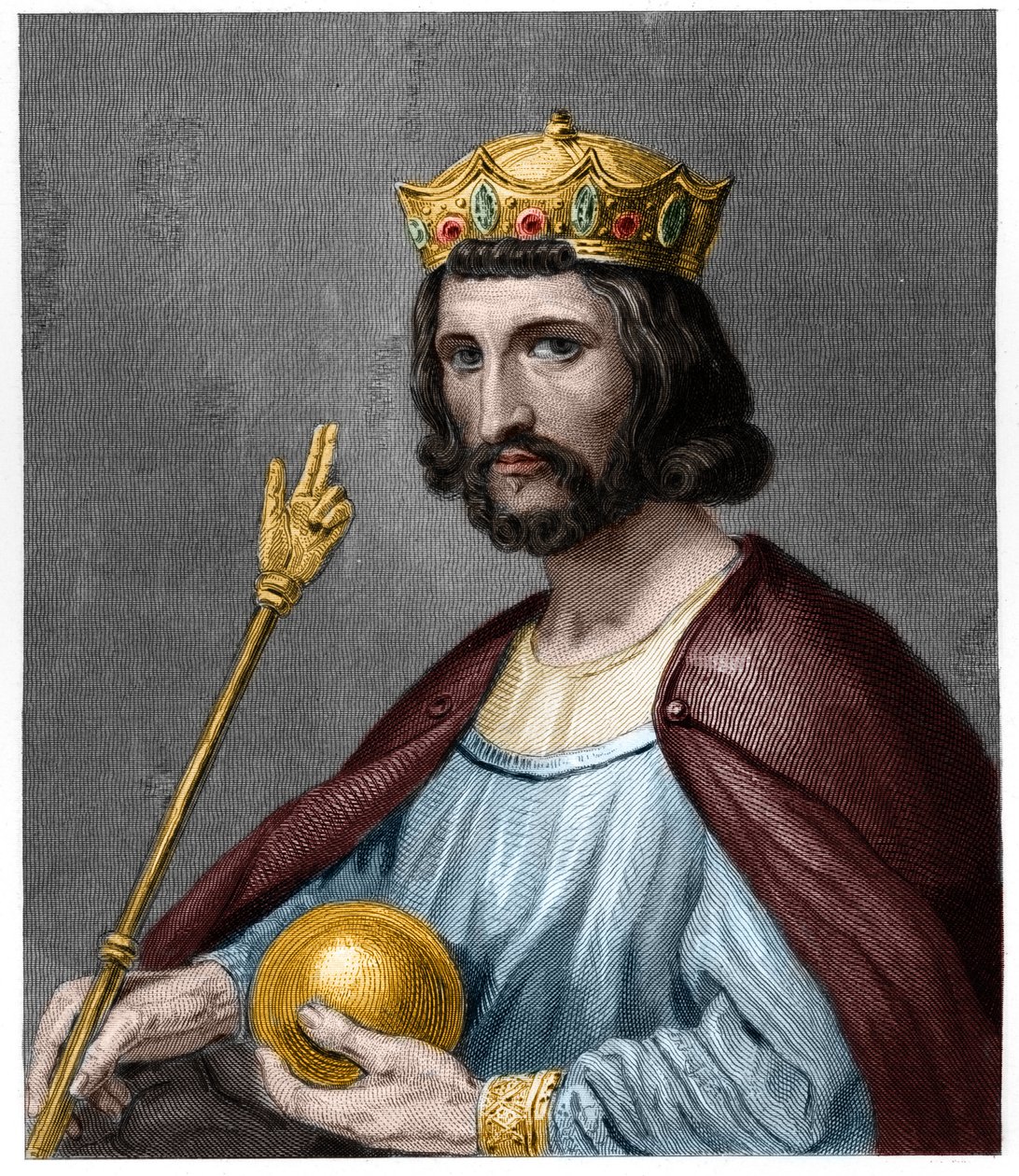 صورة لهوجز الأول كابيه (ضد 941 - 996) ، دوق فرنسا ثم ملك فرنسا - في "Histoire des Francais" بواسطة Lavallée ، نقش ، بدون تاريخ. بواسطة المدرسة الفرنسية