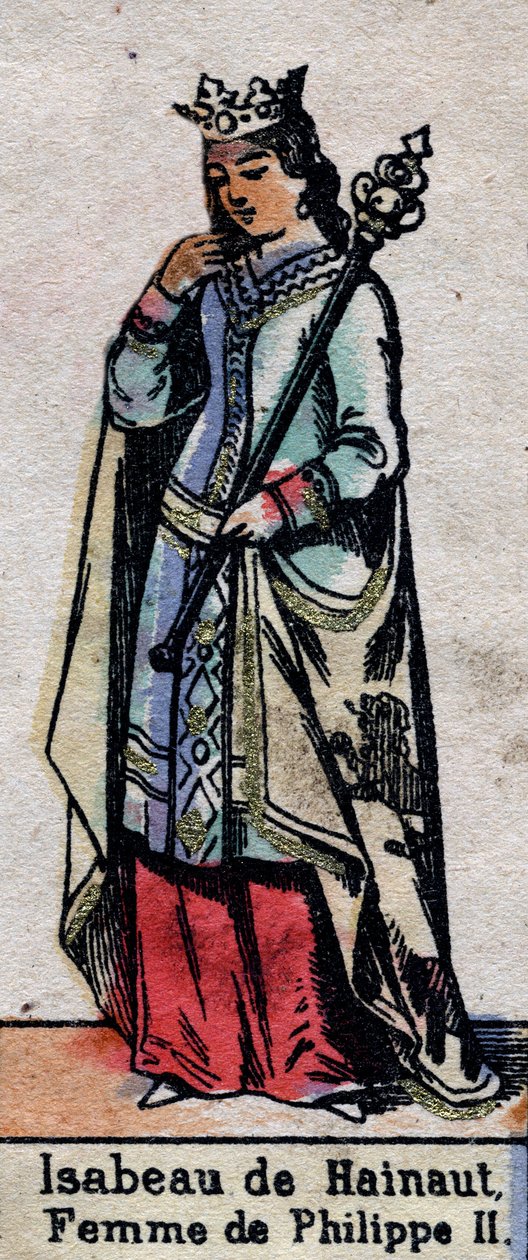 صورة لإيزابيل دي هينو (1170-1190) ، زوجة فيليب الثاني ملك فرنسا (سلالة الكابيتيون). التوضيح أواخر القرن التاسع عشر. بواسطة المدرسة الفرنسية